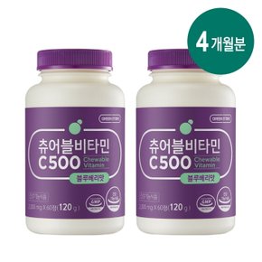 [그린스토어] 츄어블 비타민C 500 블루베리맛 60정(2개월분x2개)